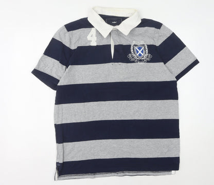 Celio Men's XL Blue Striped Polo Shirt - Casual Style