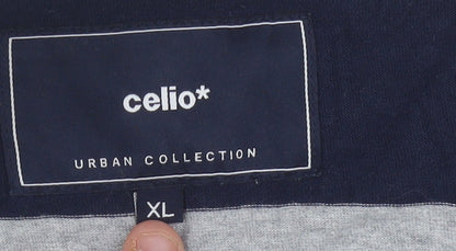Celio Men's XL Blue Striped Polo Shirt - Casual Style