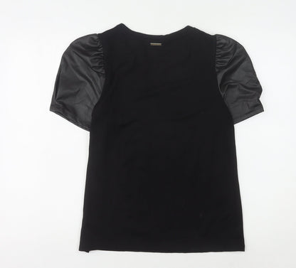 Nine West Women's Black Puff Sleeve Top, M, Casual Elegance