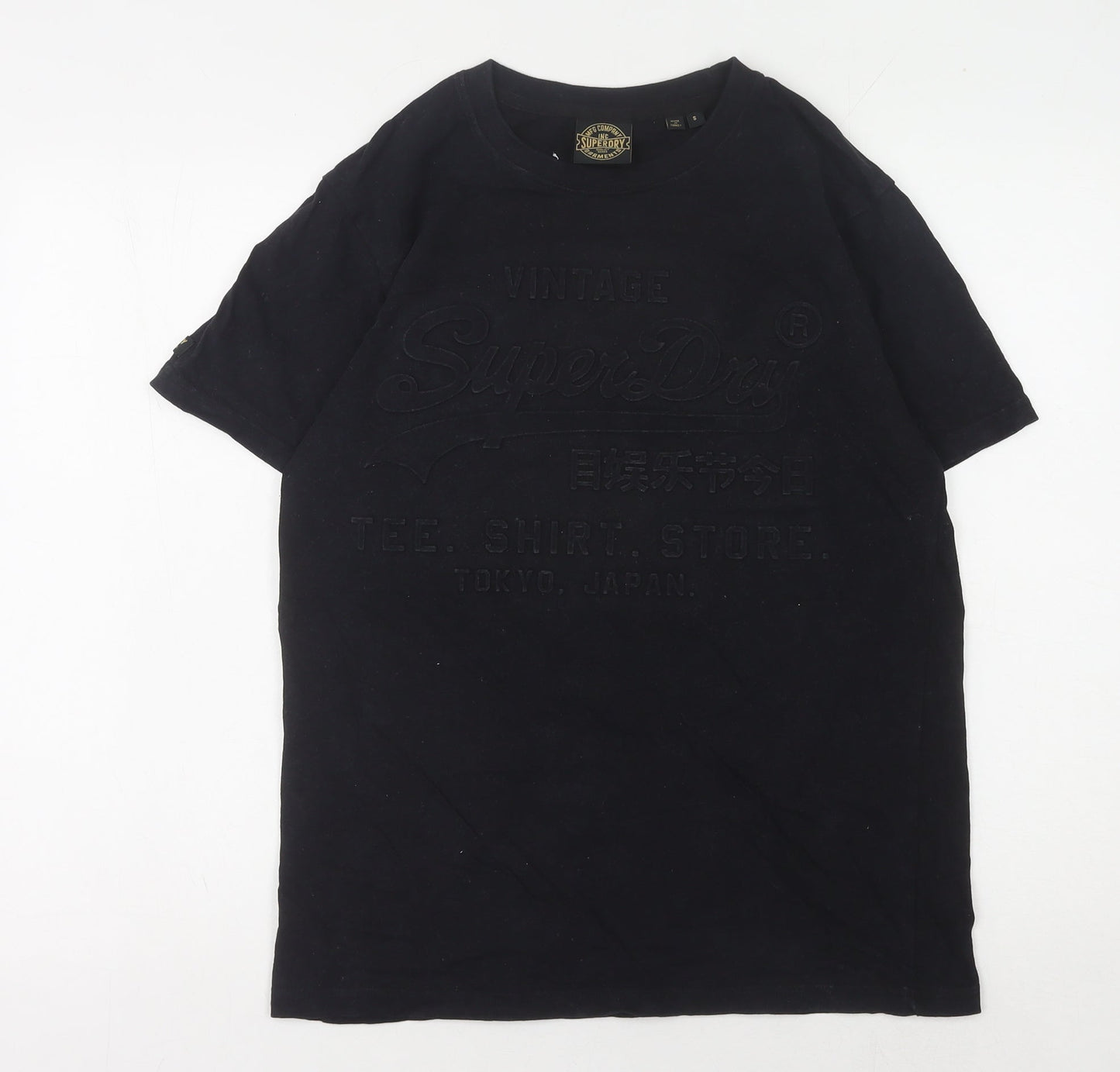 Superdry Men's Black T-Shirt, Size S, Classic Logo Style