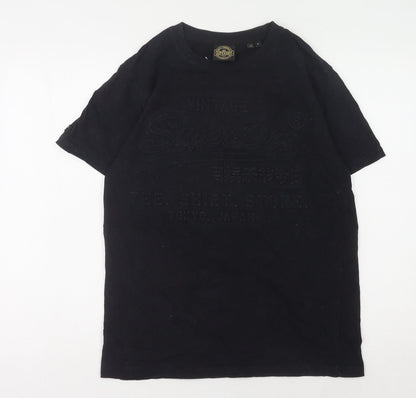Superdry Men's Black T-Shirt, Size S, Classic Logo Style