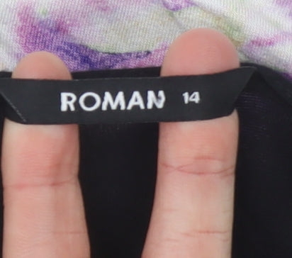 Womens UK Size 14 Roman Black Basic T-Shirt