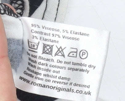 Womens UK Size 14 Roman Black Basic T-Shirt