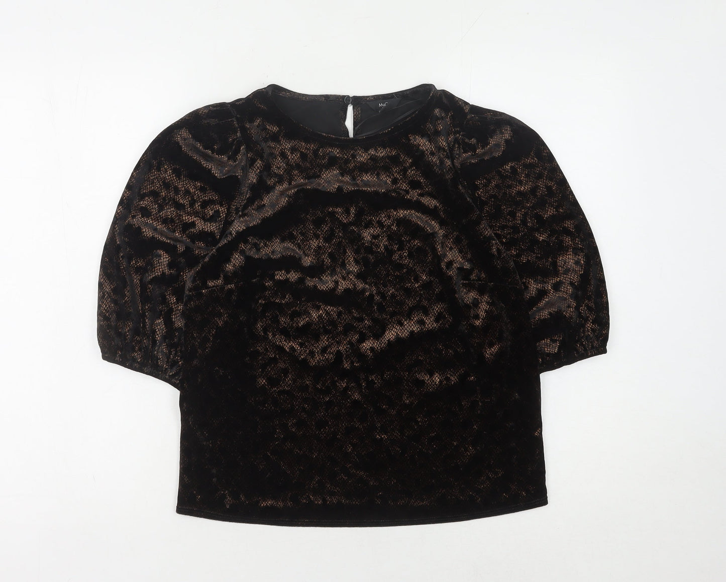 Womens UK Size 8 M&Co Black Jersey Blouse