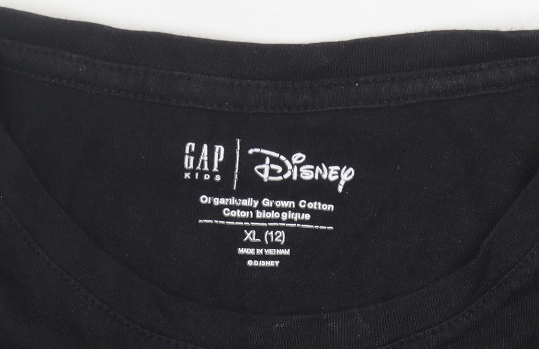 Gap Kids Disney Girls Black T-Shirt, XL, Mickey Mouse Design