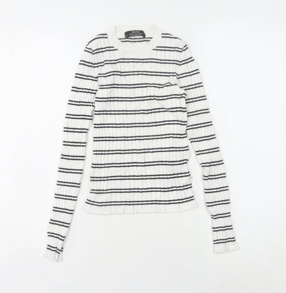 Womens UK Size XS Bershka White Pullover Jumper