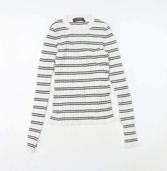 Womens UK Size XS Bershka White Pullover Jumper