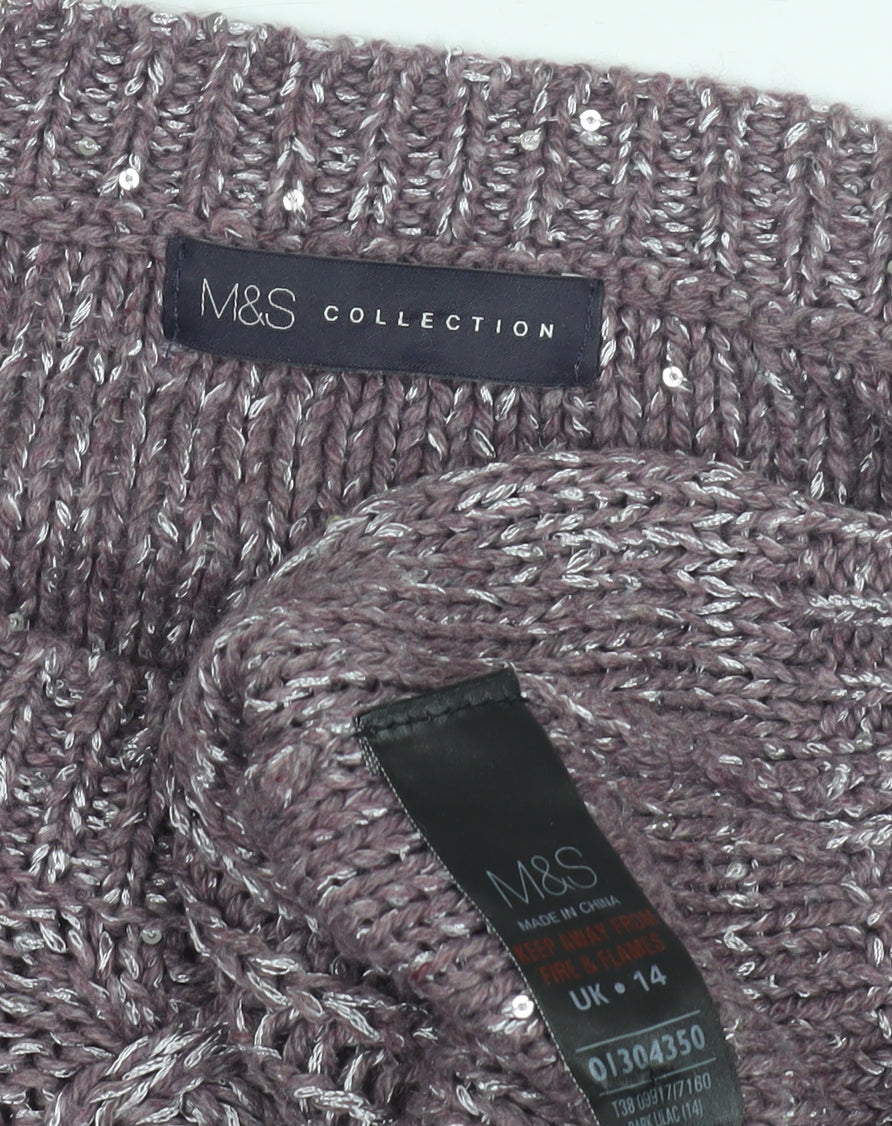 Womens UK Size 14 Marks and Spencer Purple Pullover Jumper