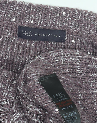 Womens UK Size 14 Marks and Spencer Purple Pullover Jumper