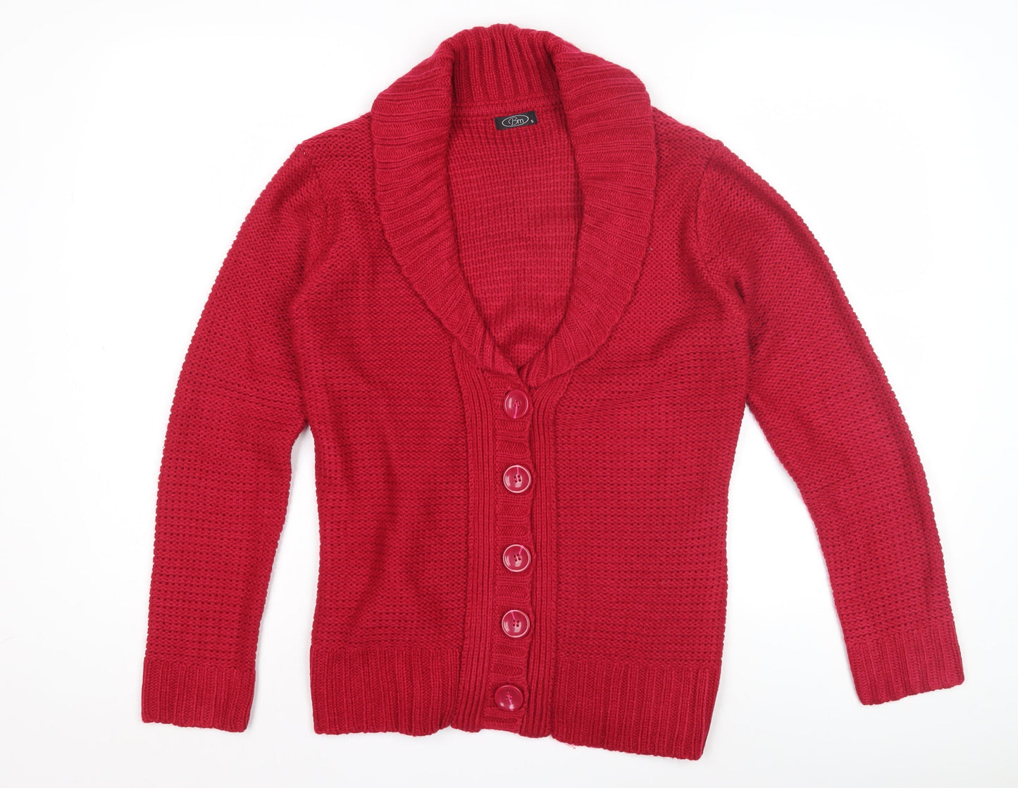 Bm Women's Red Roll Neck Cardigan Size S