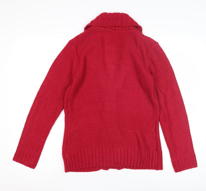 Bm Women's Red Roll Neck Cardigan Size S