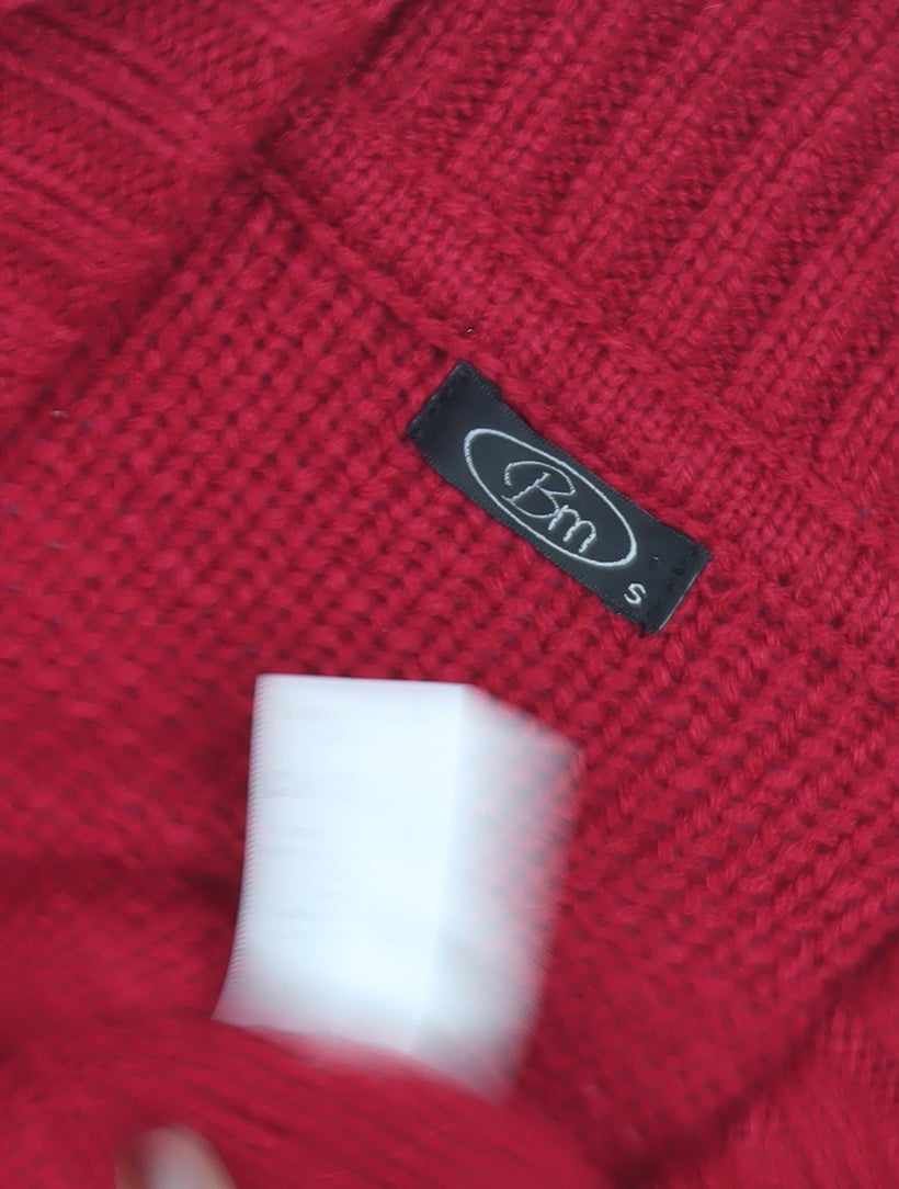 Bm Women's Red Roll Neck Cardigan Size S