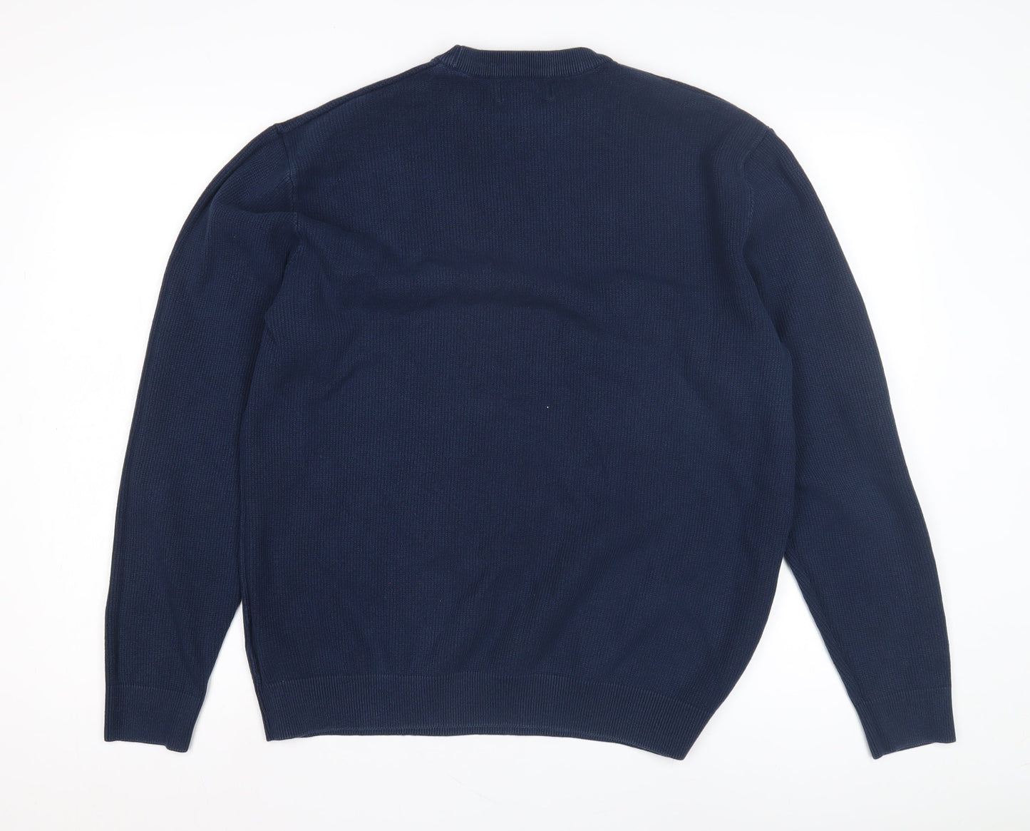 Next Men's XL Blue Pullover Jumper, Crew Neck, Cotton Blend