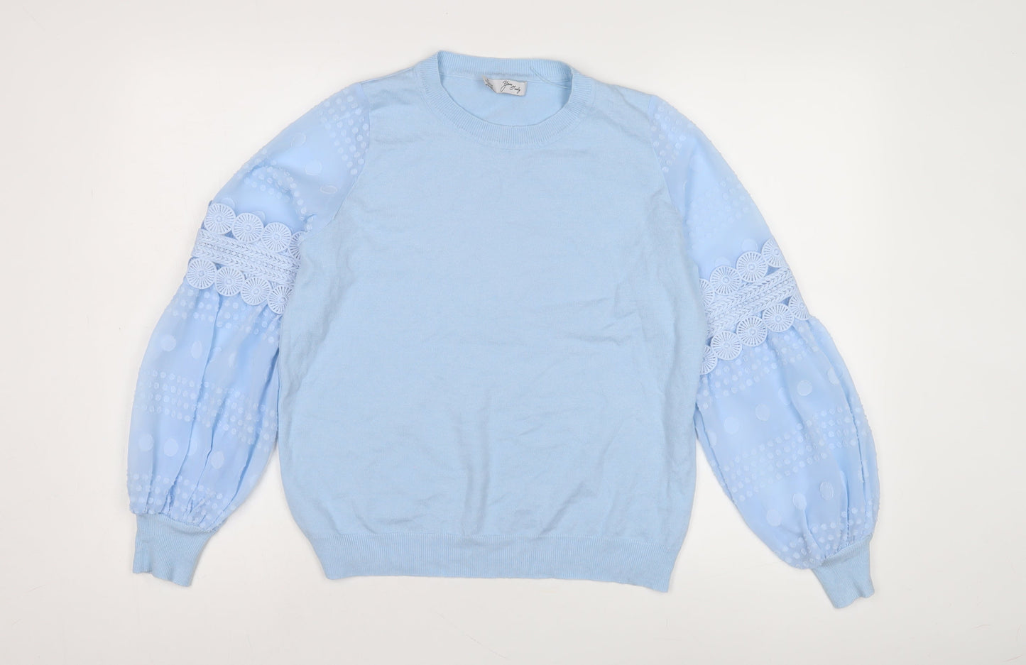 Young Holy Women's Blue Pullover Jumper, Size 8, Embroidered