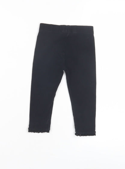 Next Girls Black Ankle Leggings, 9 Months, Elastic Waist