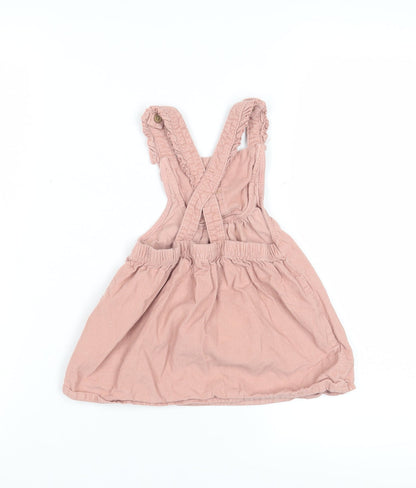 Next Girls Pink Pinafore Dress, 12-18 Months, Cotton