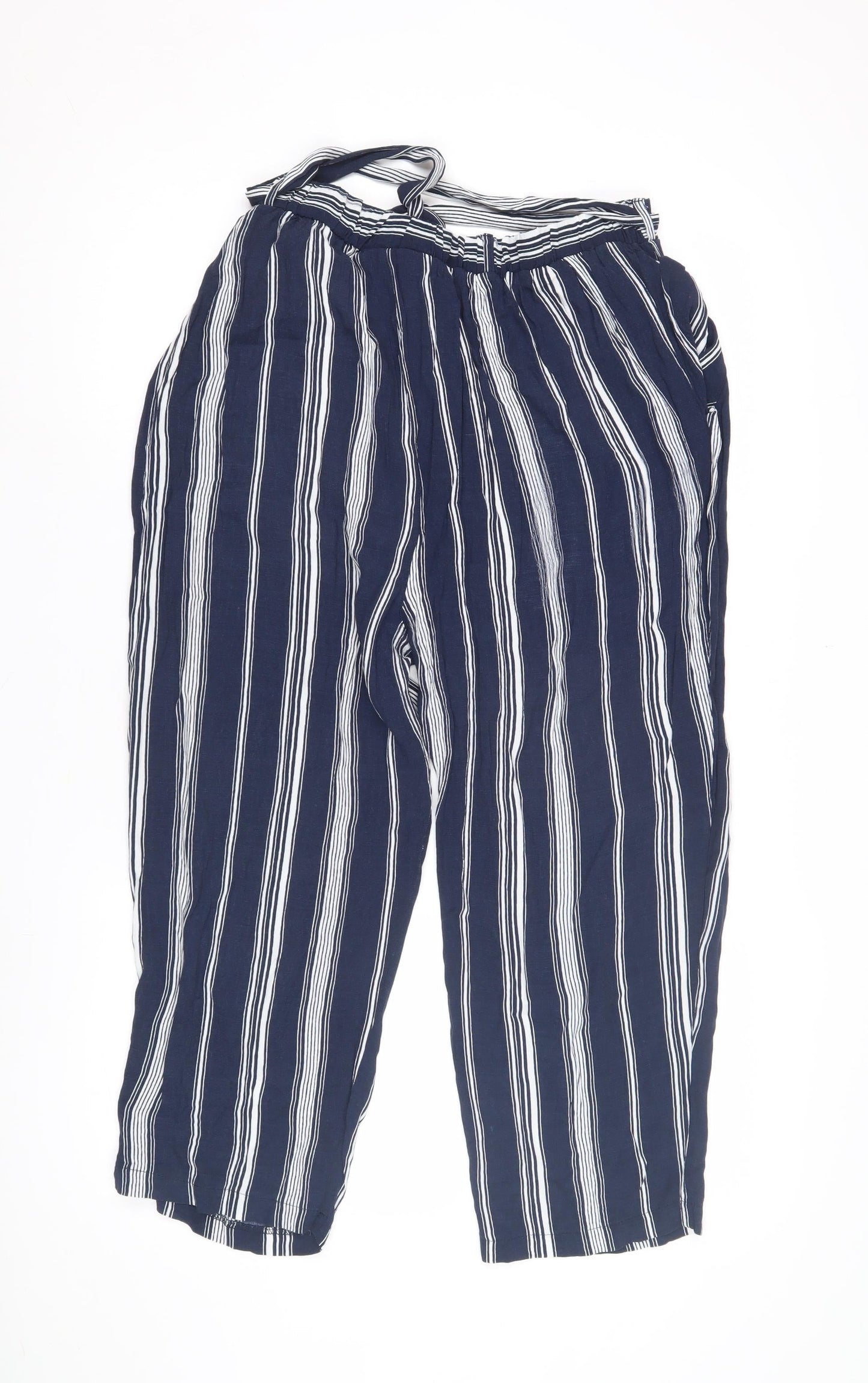 Womens UK Size 18 New Look Relaxed Fit Cropped Blue Trousers