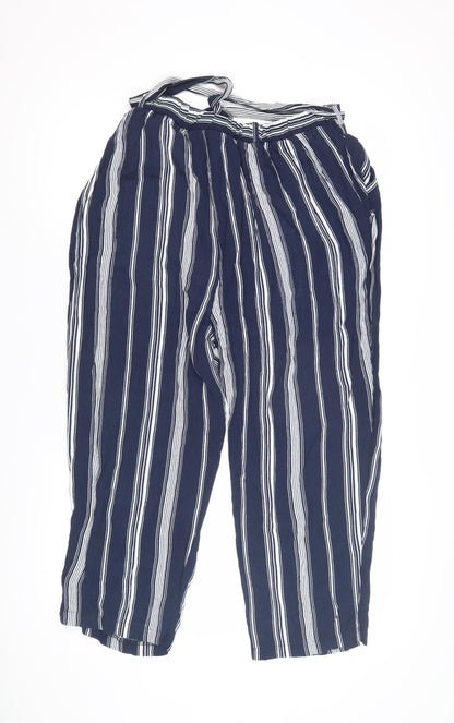 Womens UK Size 18 New Look Relaxed Fit Cropped Blue Trousers