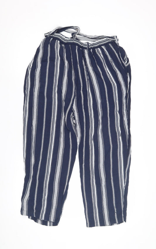 New Look Women's Blue Striped Cropped Trousers