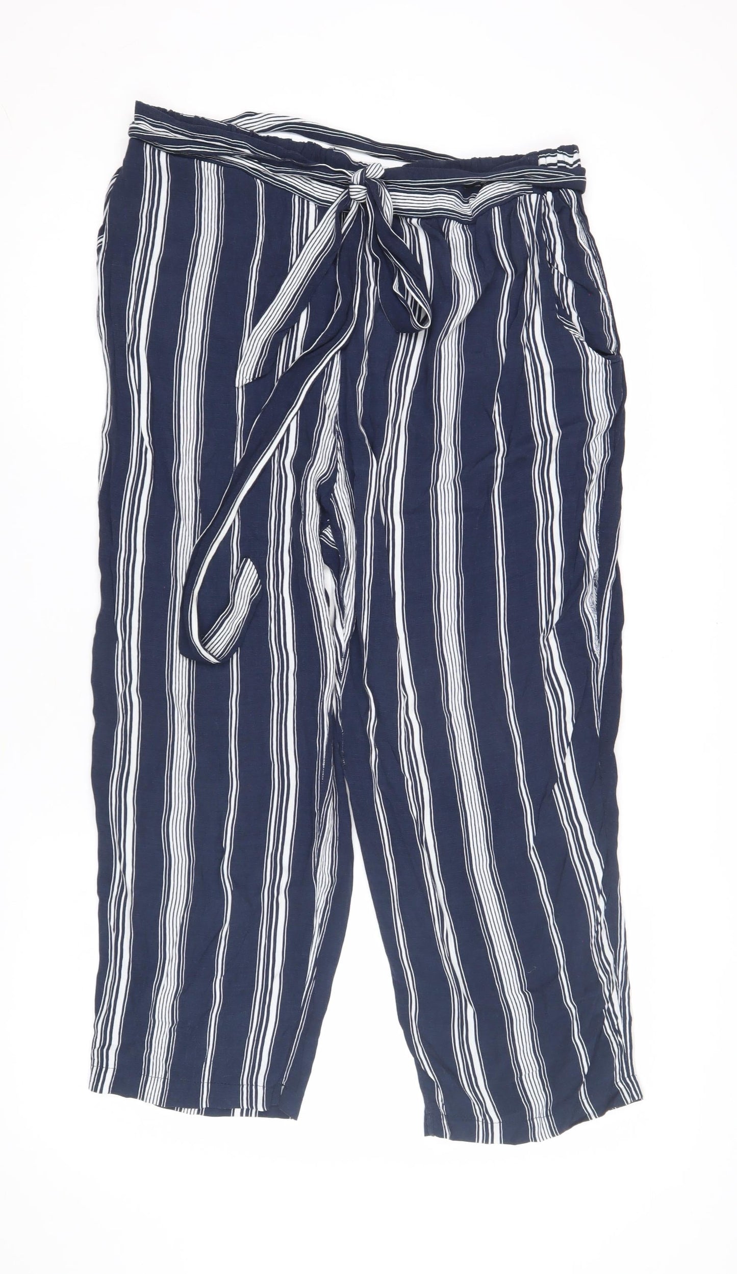 Womens UK Size 18 New Look Relaxed Fit Cropped Blue Trousers