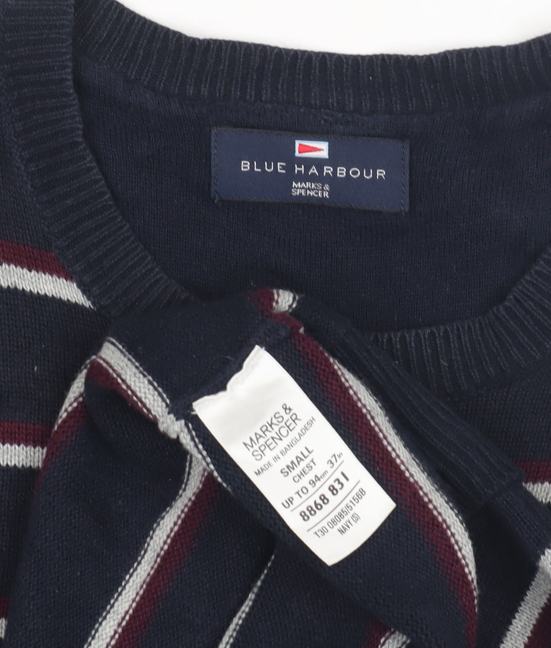 Marks and Spencer Men's Striped Pullover Jumper, Size S