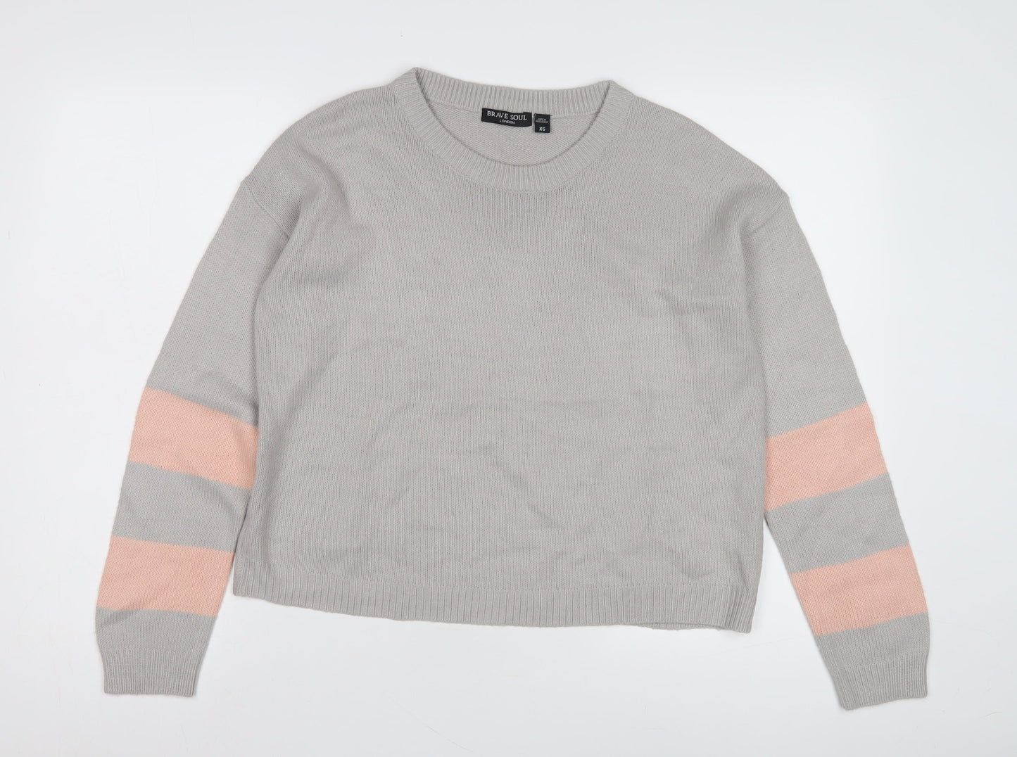 Womens UK Size XS Brave Soul Grey Pullover Jumper