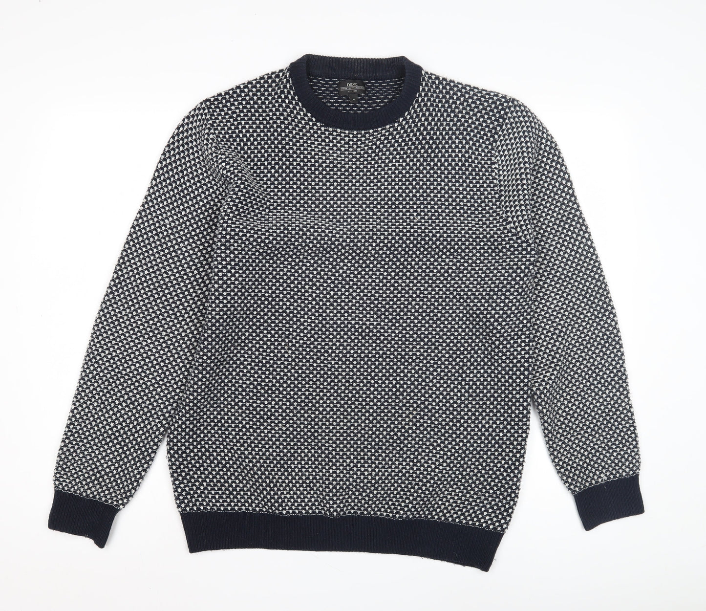 Next Men's Blue Waffle-Knit Pullover Jumper M