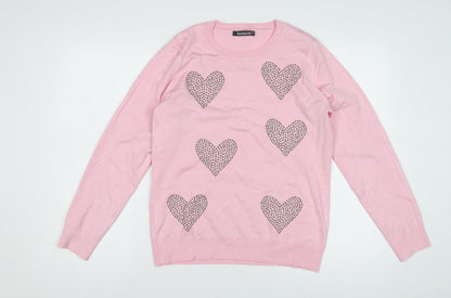 Womens UK Size 12 Bonmarché Pink Pullover Jumper