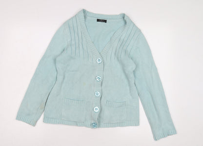 Womens UK Size M BM Blue Cardigan Jumper