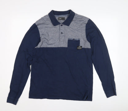 CORE by Jack & Jones Men's Polo Long Sleeve - Blue/Grey - L