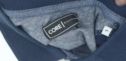 CORE by Jack & Jones Men's Polo Long Sleeve - Blue/Grey - L