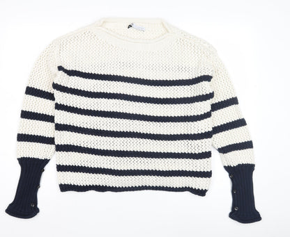 Womens UK Size XS Zara White Pullover Jumper