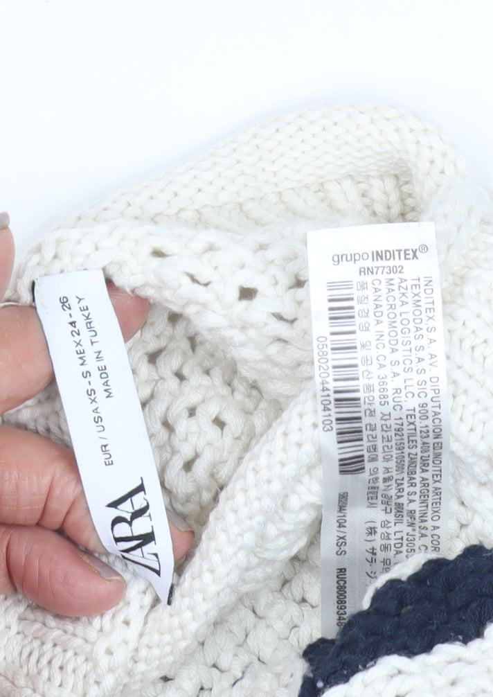 Womens UK Size XS Zara White Pullover Jumper