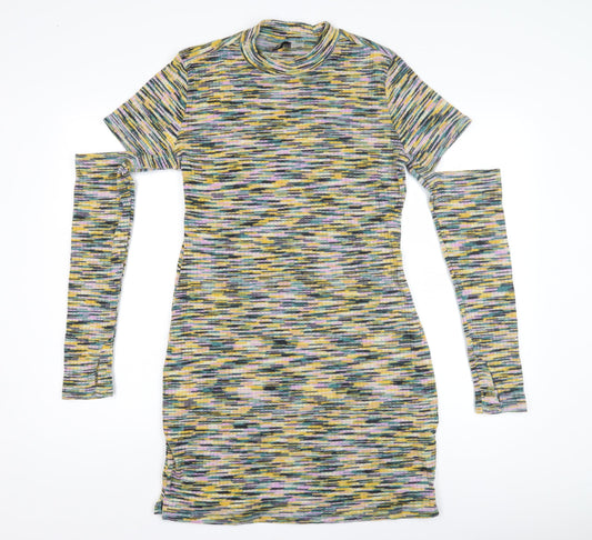 H&M Women's Multicoloured Bodycon Dress Size L