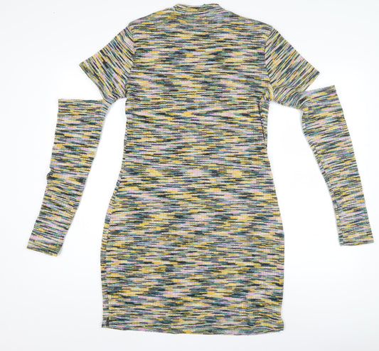 H&M Women's Multicoloured Bodycon Dress Size L