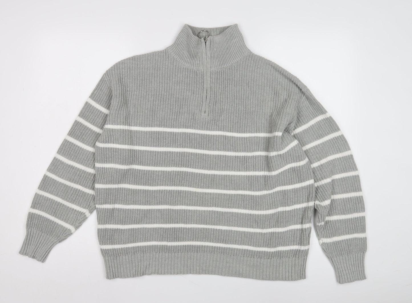 Womens UK Size M Sosandar Grey Full Zip Jumper