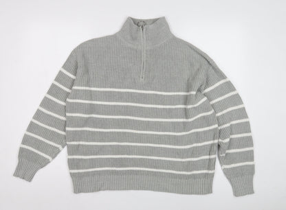 Womens UK Size M Sosandar Grey Full Zip Jumper