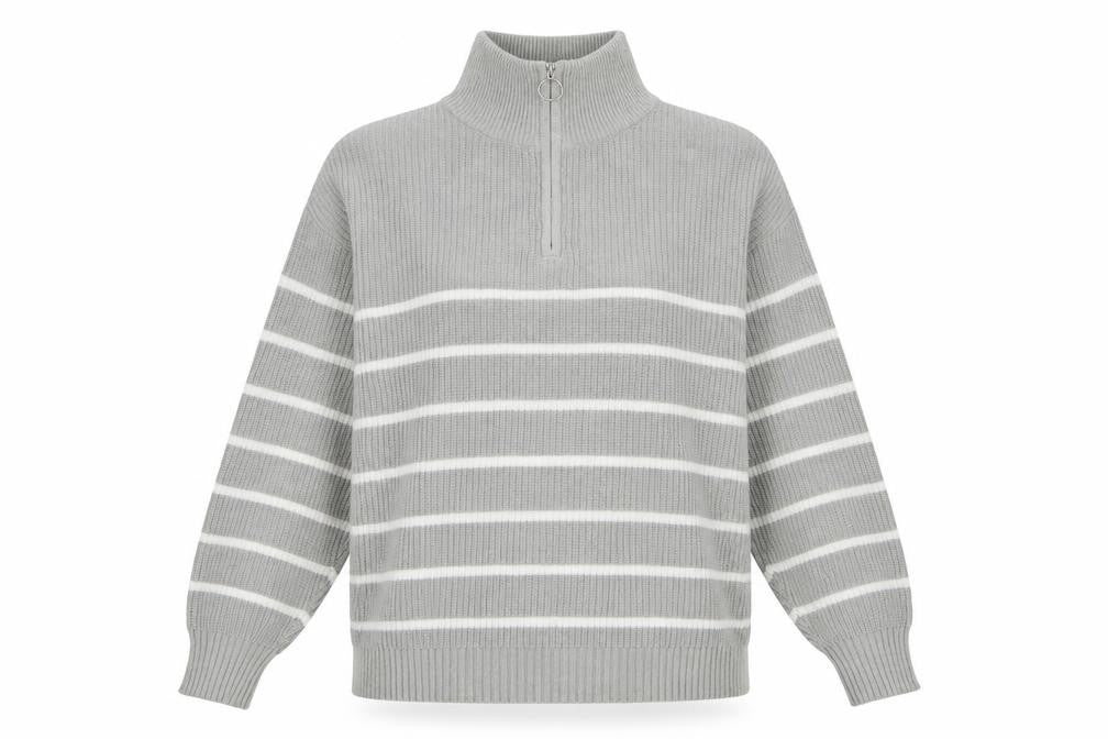 Womens UK Size M Sosandar Grey Full Zip Jumper