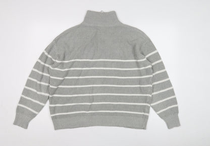 Womens UK Size M Sosandar Grey Full Zip Jumper