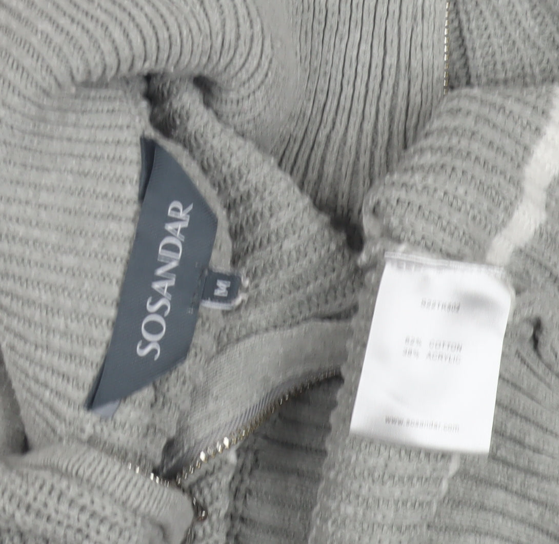 Womens UK Size M Sosandar Grey Full Zip Jumper
