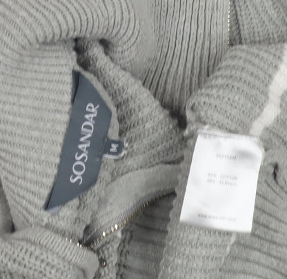 Womens UK Size M Sosandar Grey Full Zip Jumper