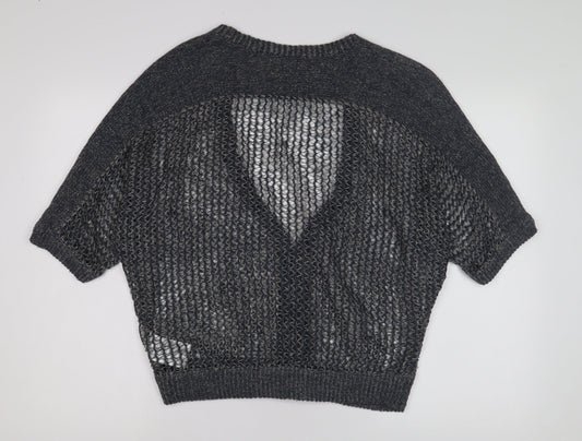 Gap Women's Grey Open-Knit Cardigan Size S