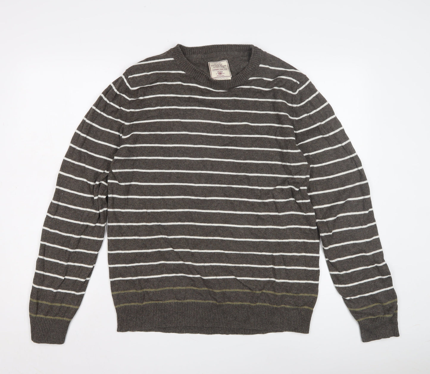 Fat Face Men's Brown Striped Pullover Jumper L