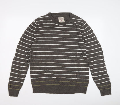 Fat Face Men's Brown Striped Pullover Jumper L