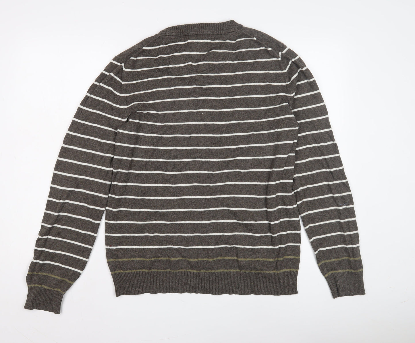 Fat Face Men's Brown Striped Pullover Jumper L