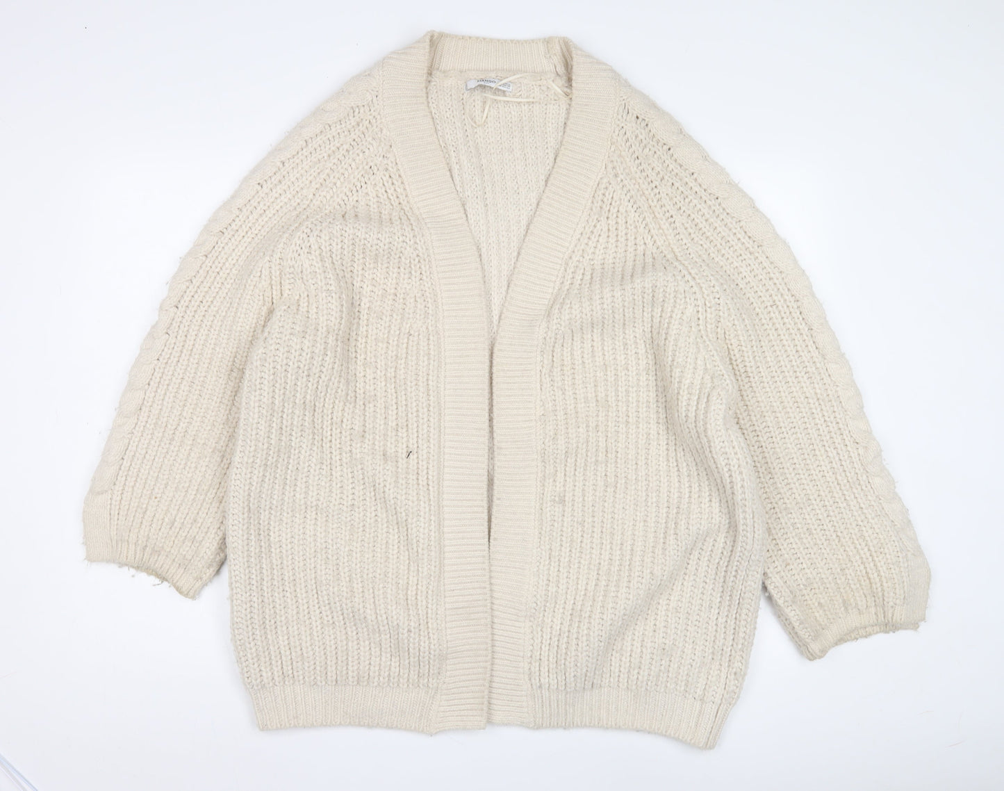 Womens UK Size 8 Mango Beige Cardigan Jumper