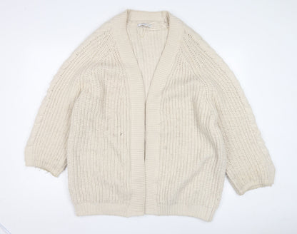 Womens UK Size 8 Mango Beige Cardigan Jumper