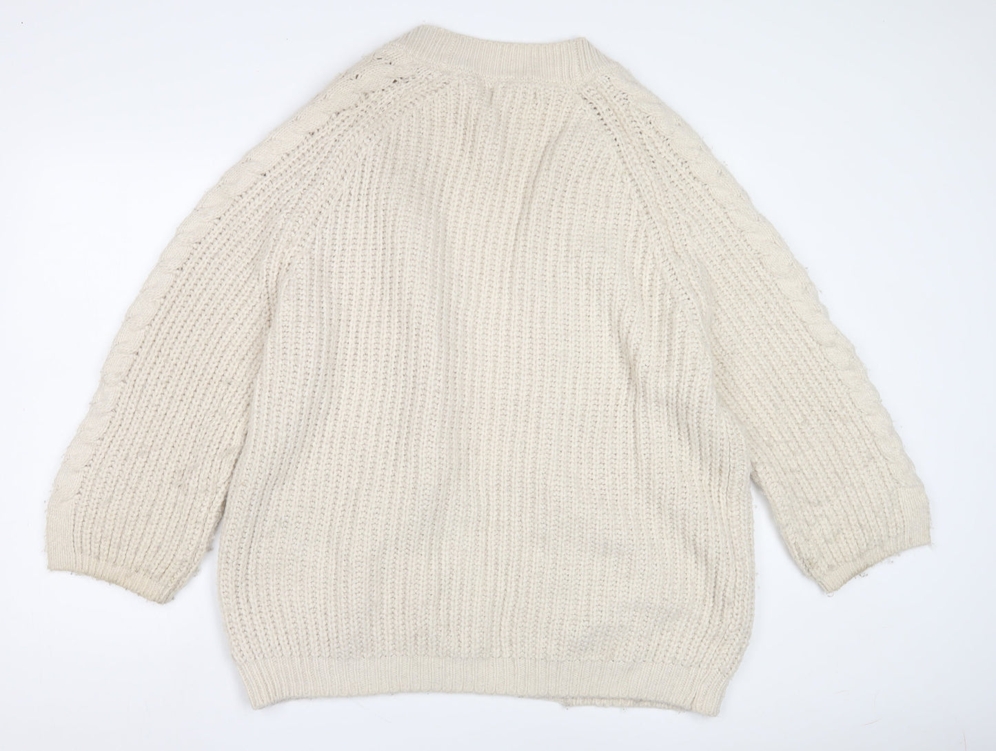 Womens UK Size 8 Mango Beige Cardigan Jumper