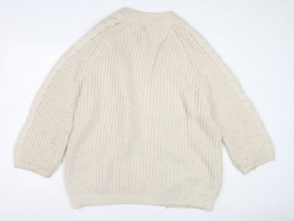 Womens UK Size 8 Mango Beige Cardigan Jumper