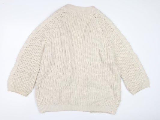 Womens UK Size 8 Mango Beige Cardigan Jumper